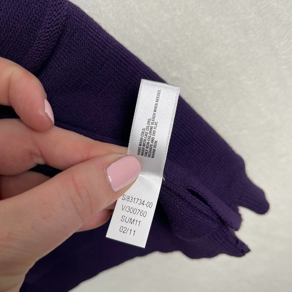 Gap Long Sleeveless Cardigan Sweater‎ Pockets Purple & Black Mesh Women's Medium - Picture 7 of 13